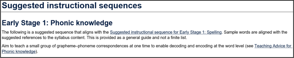 NSW Syllabus suggested GPC sequence